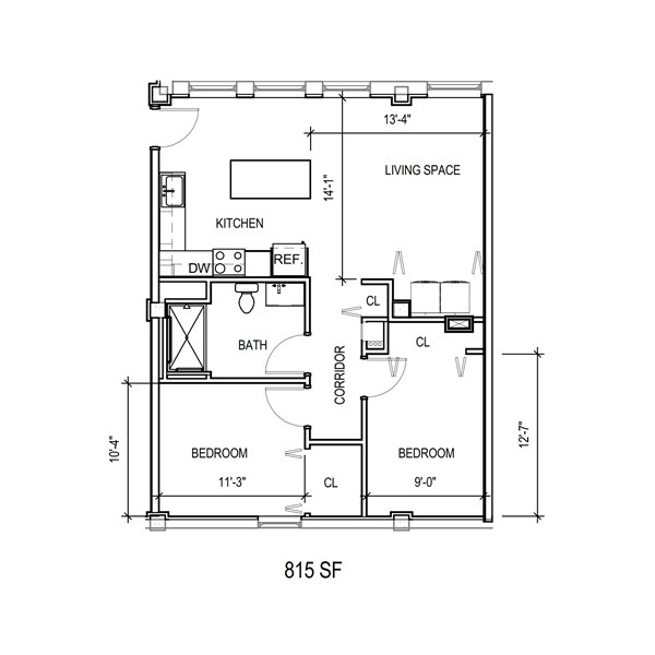 2 Bedroom floor plan apartment in Milwaukee